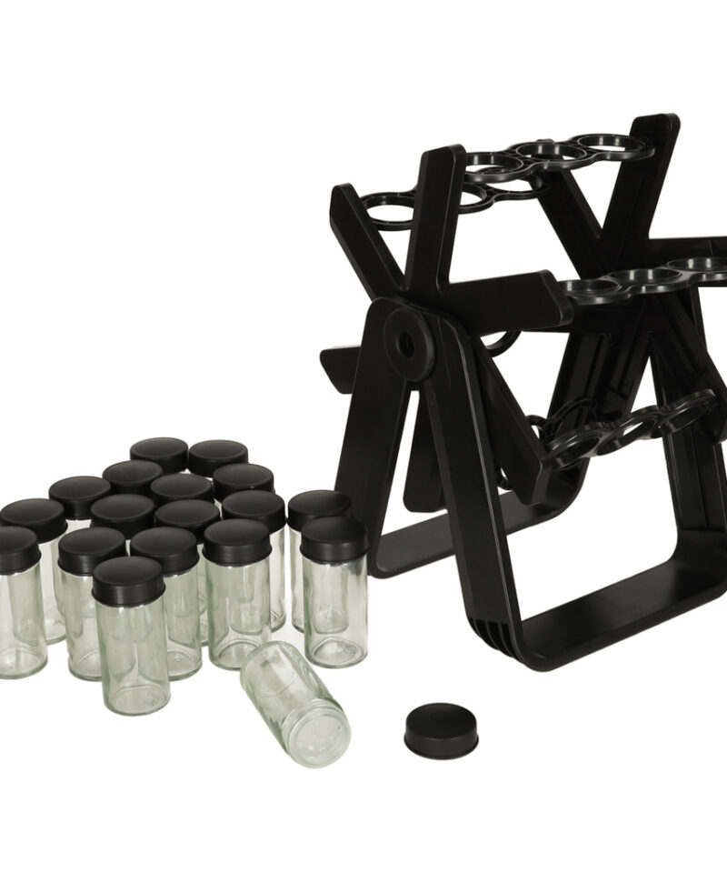 Stiilne vürtsihoidja koos purkidega