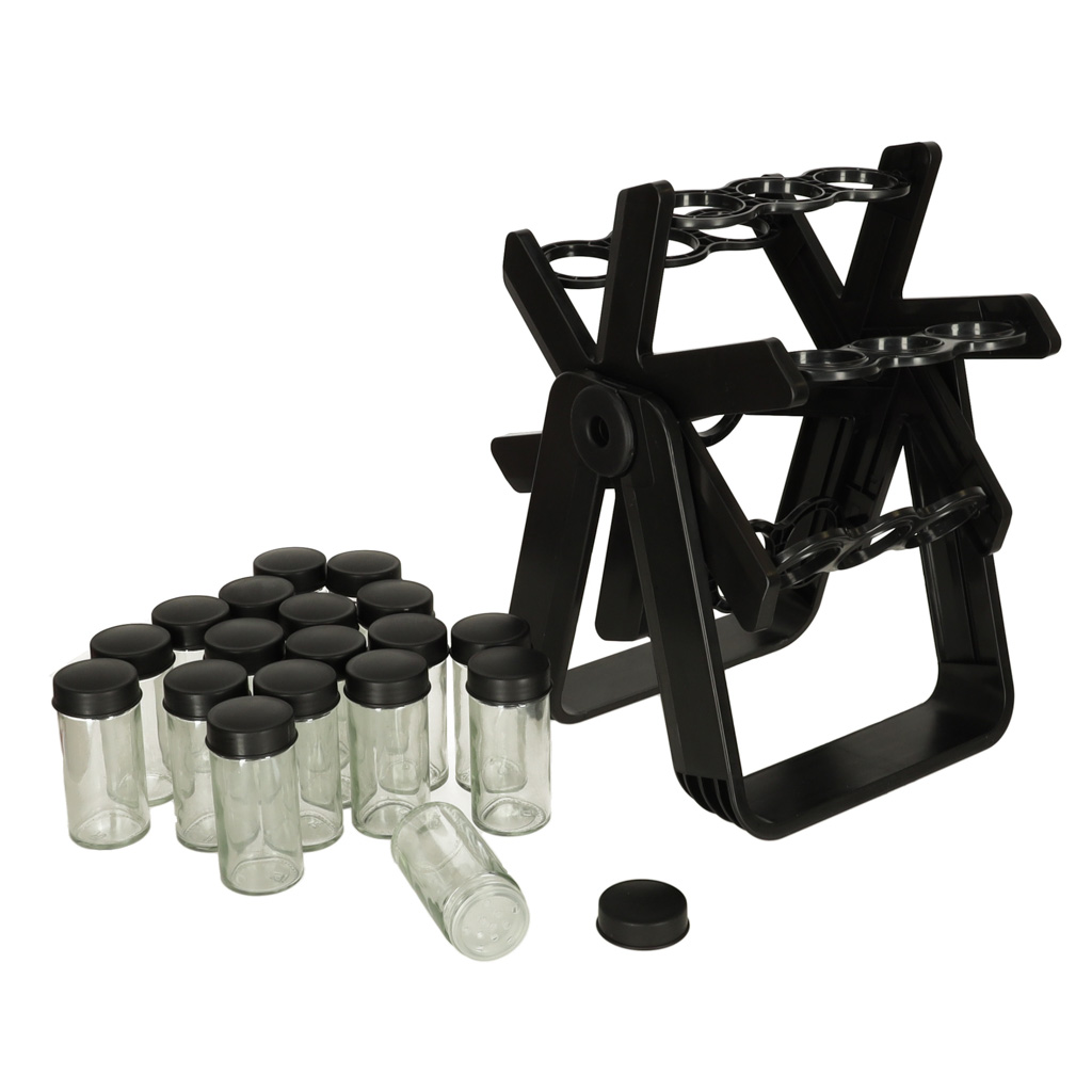 Stiilne vürtsihoidja koos purkidega