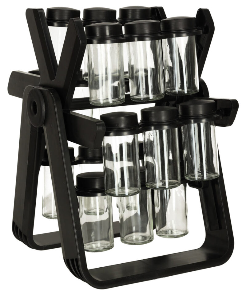 Klaasist purkidega vürtsihoidja