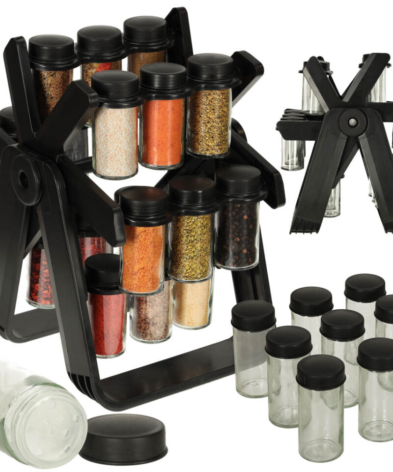 Klaasist purkidega vürtsihoidja