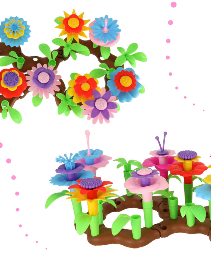 Kaunis lilleaed ehitusklotsidest