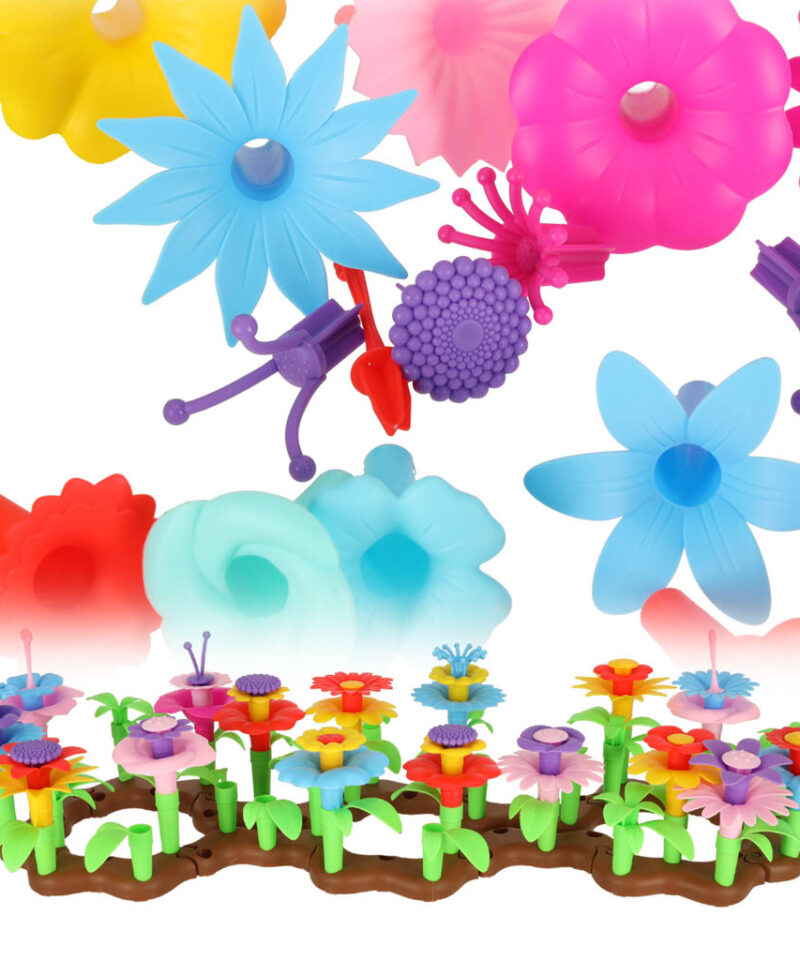 Kaunis lilleaed ehitusklotsidest