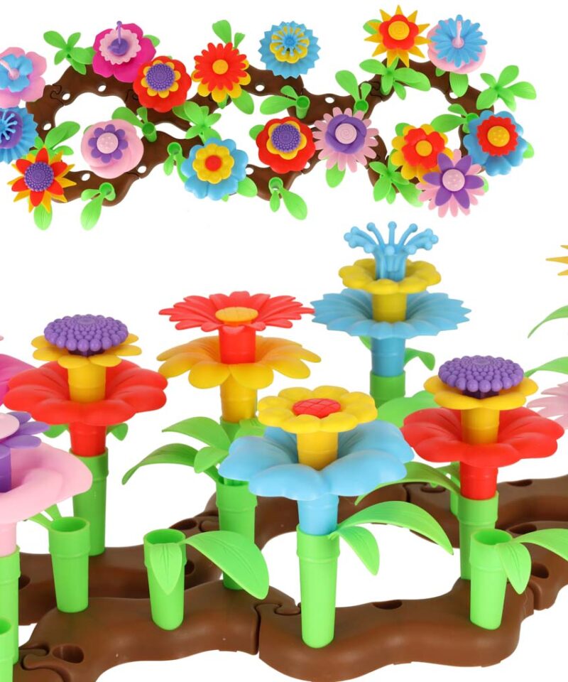 Kaunis lilleaed ehitusklotsidest