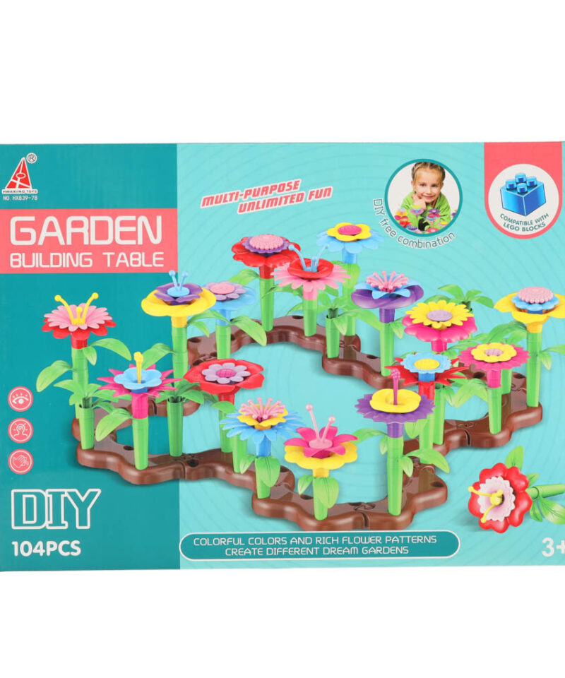 Kaunis lilleaed ehitusklotsidest