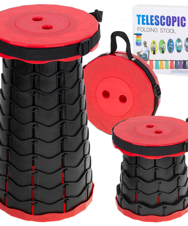 Kokkupandav teleskoopiline taburet punases värvitoonis