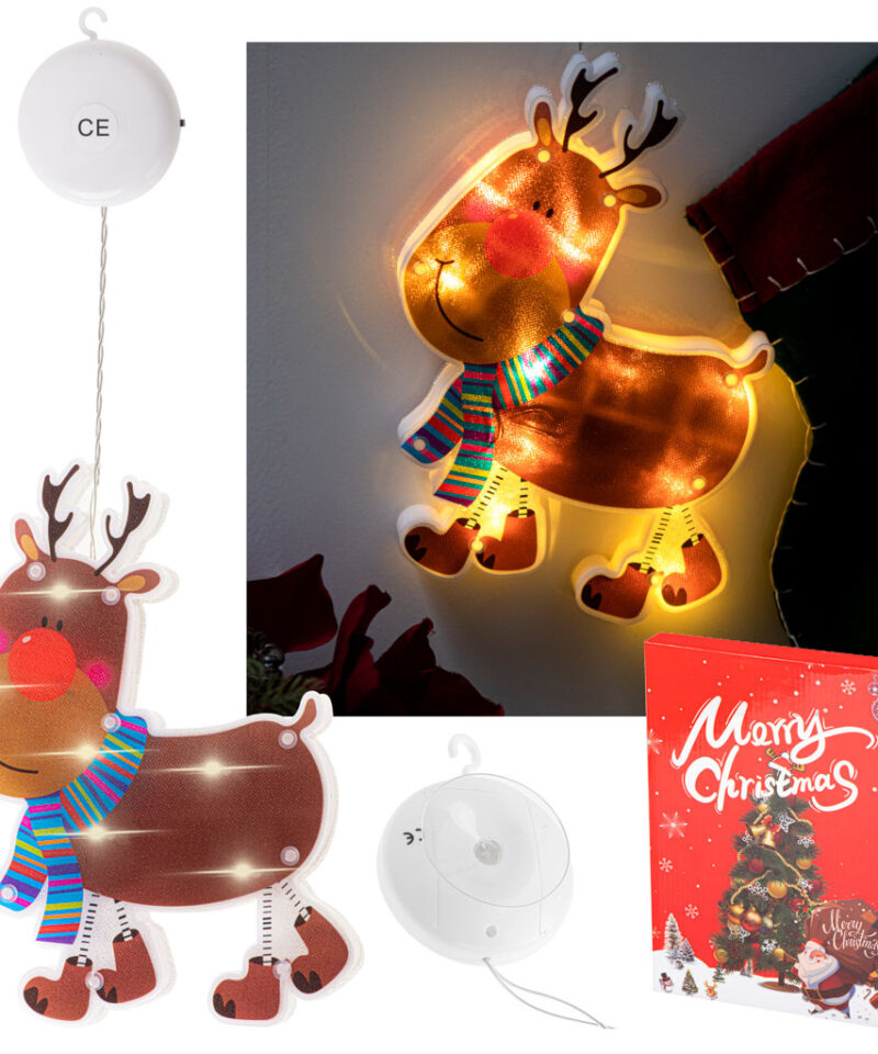 Led-valgustusega jõuluehe aknal