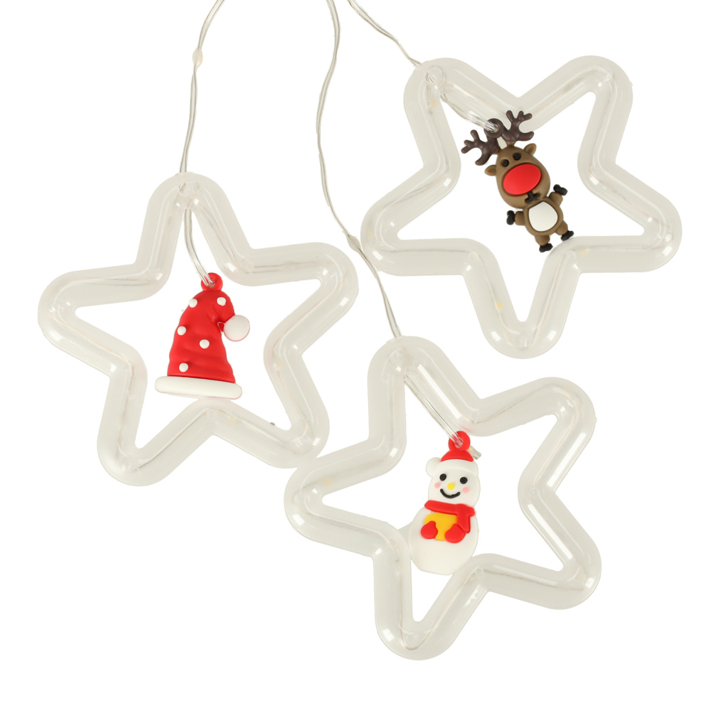 Jõulutähtedega valguskardin elutoas