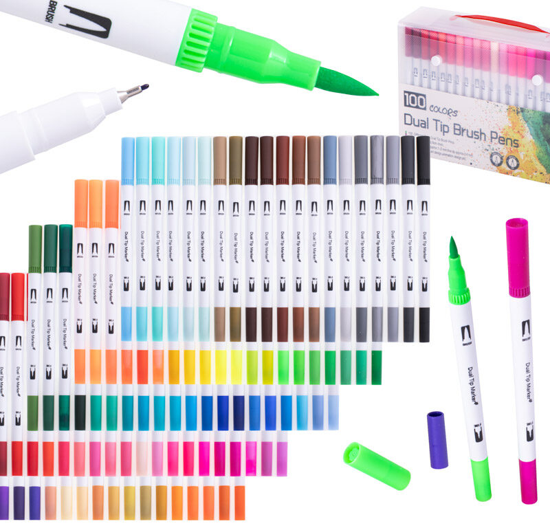 Kahesuunalised markerid 100 värvi komplekt