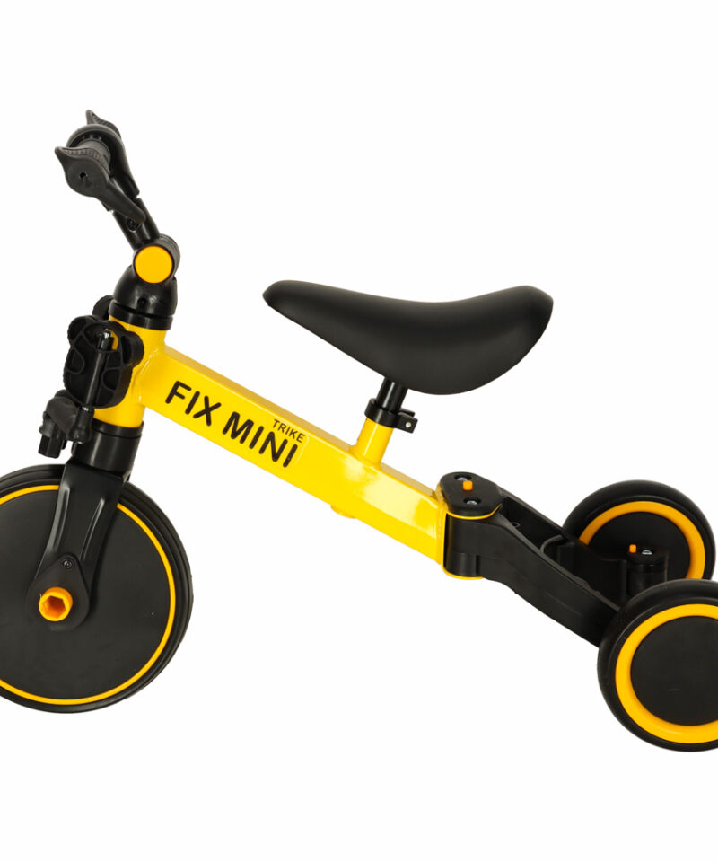 Mitmekülgne kolmerattaline jooksuratas kollases värvitoonis