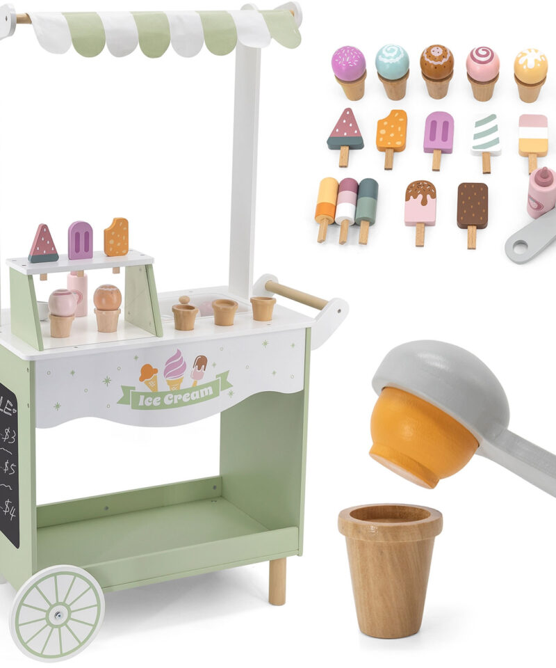 Puidust jäätisekäru lastele