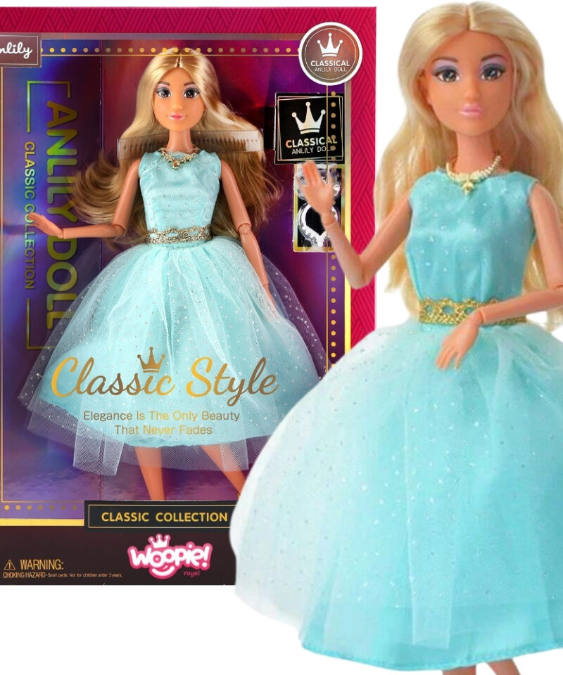 Elegantne nukk türkiissinises kleidis