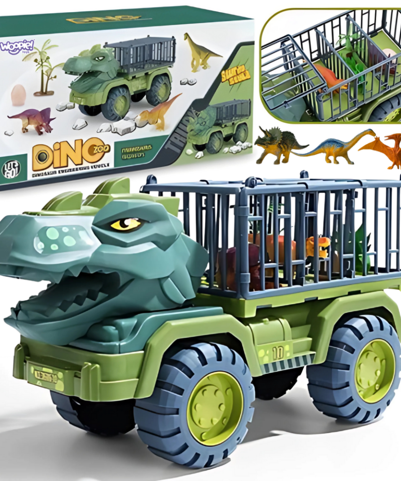 Dinosauruste transpordiauto koos dinosauruste figuuridega