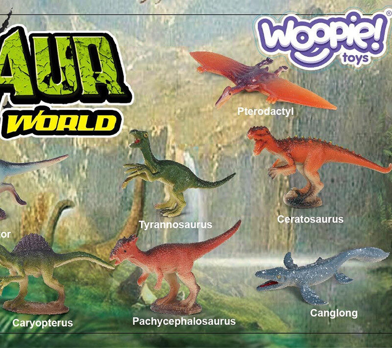 Dinosauruste figuurid mugavas hoiustamisämbris