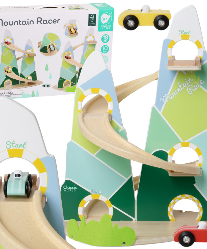 Puidust mägitee võidusõidurada mänguasi
