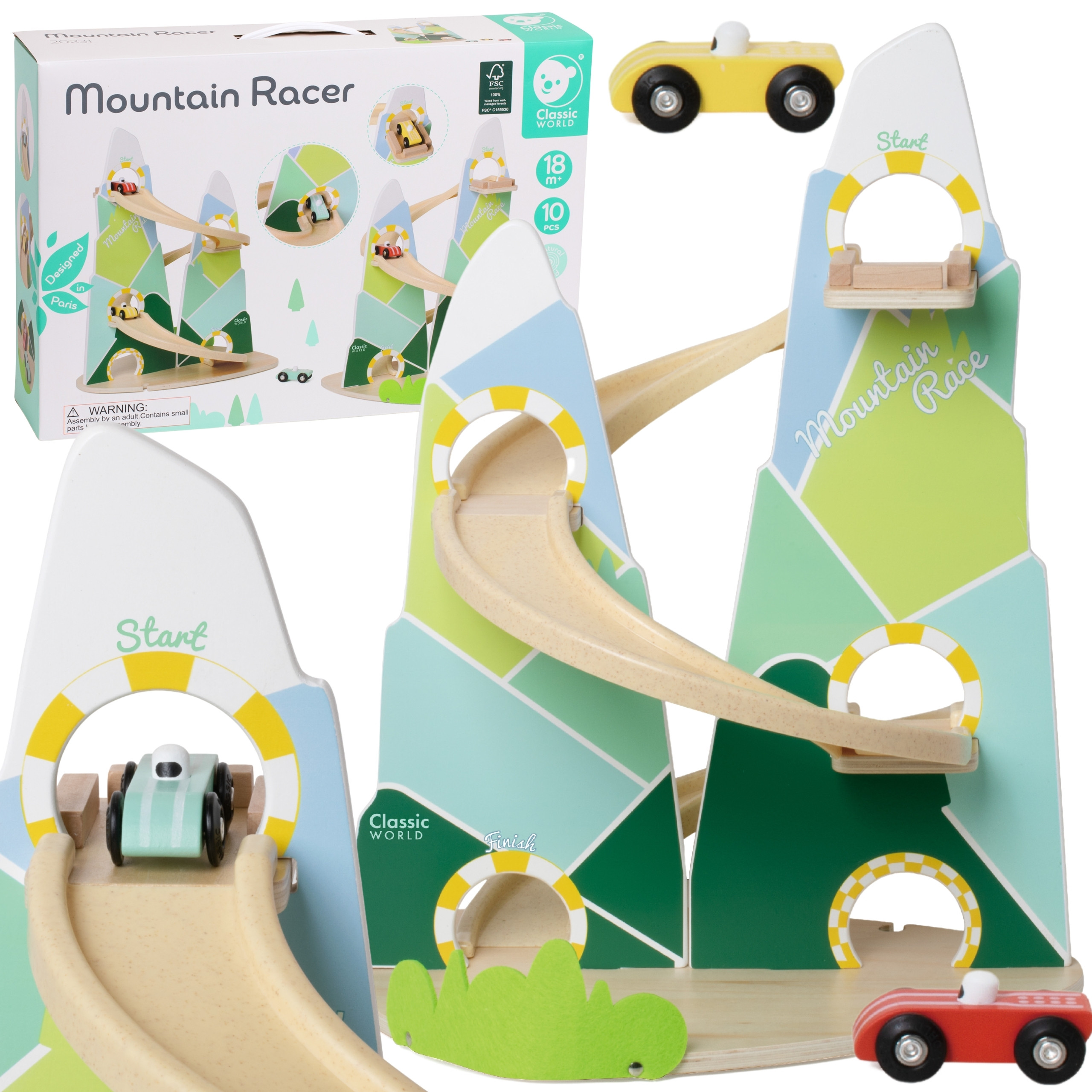 Puidust mägitee võidusõidurada mänguasi