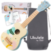 Sinine puidust ukulele lastele mängimiseks