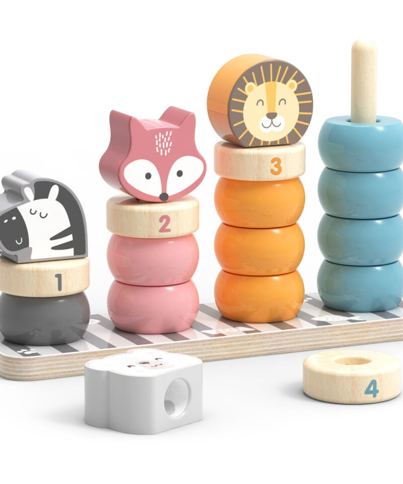 Puidust hariv loomapuzzle koos loomakujutistega