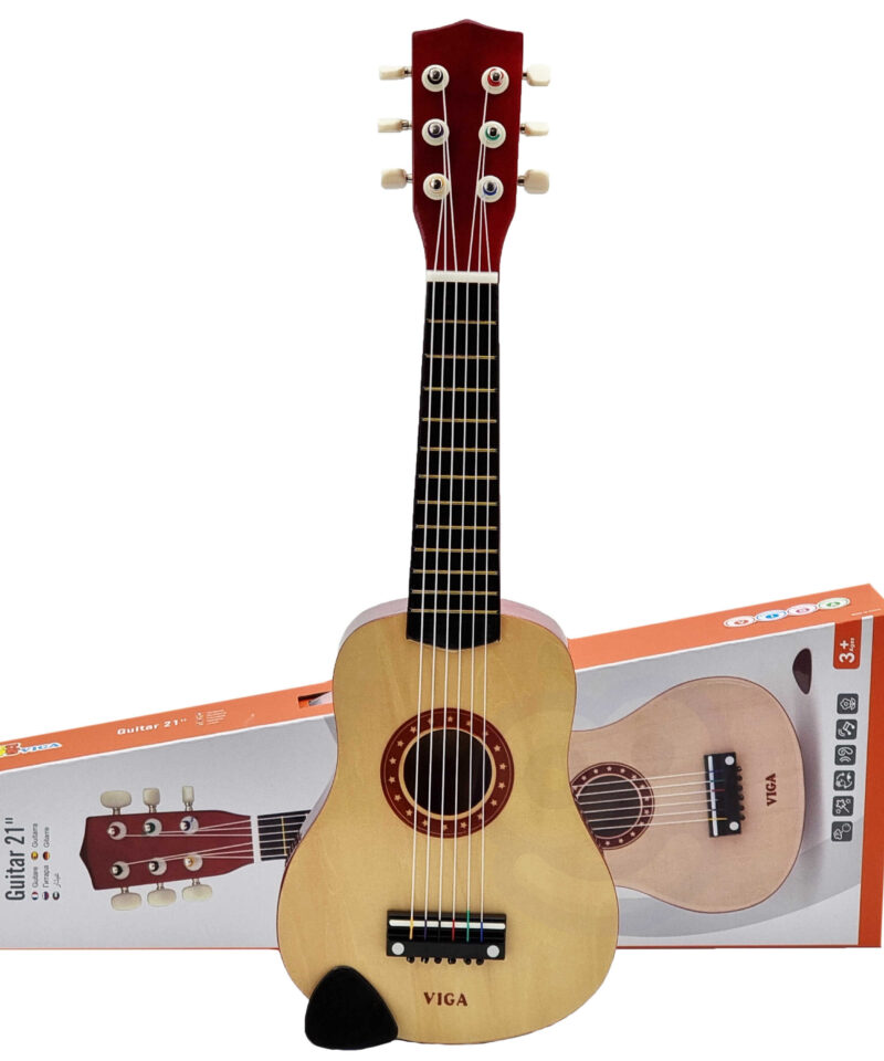 Laste puidust akustiline kitarr esiküljel