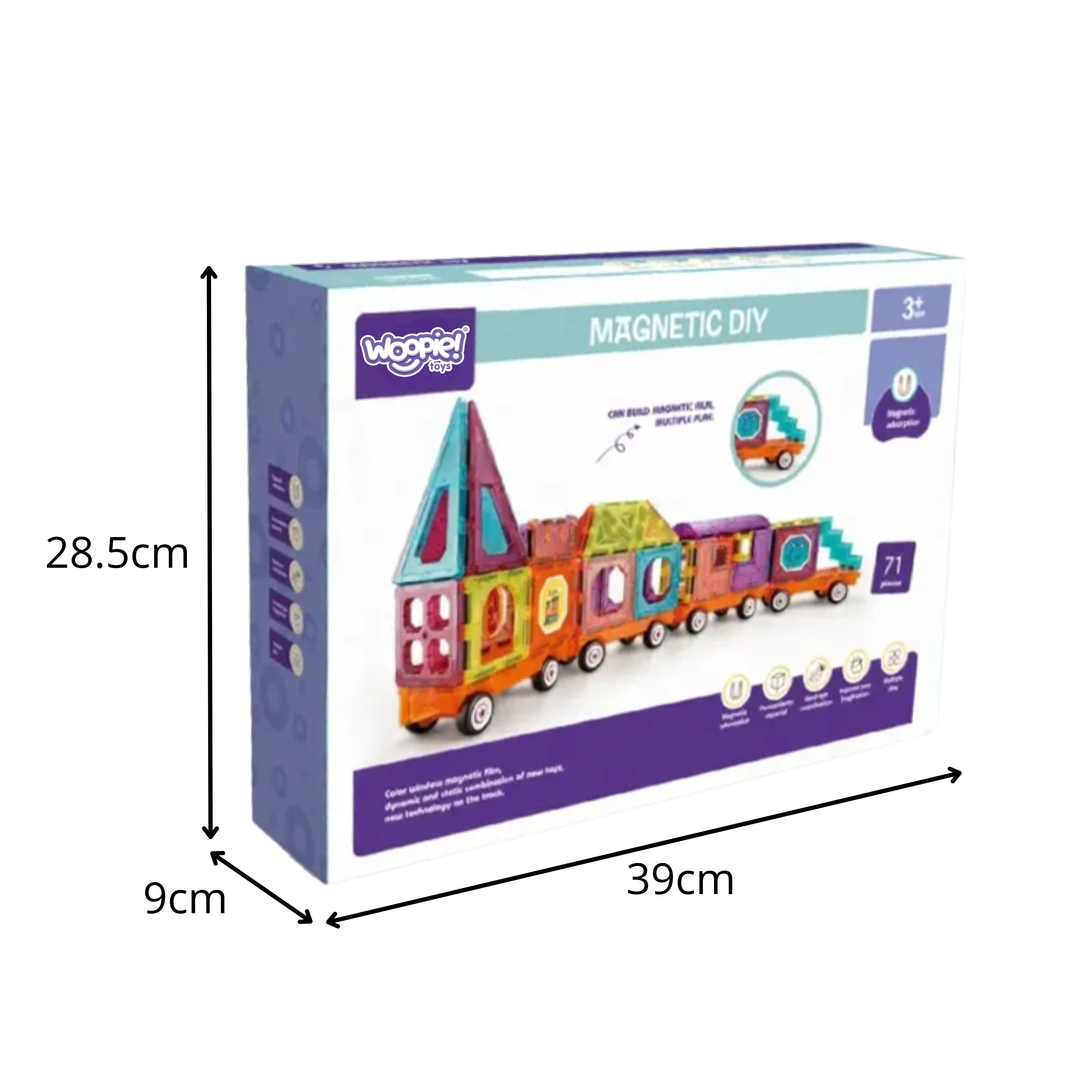 Magnetitega ühenduvad klotsid rongi ehitamiseks