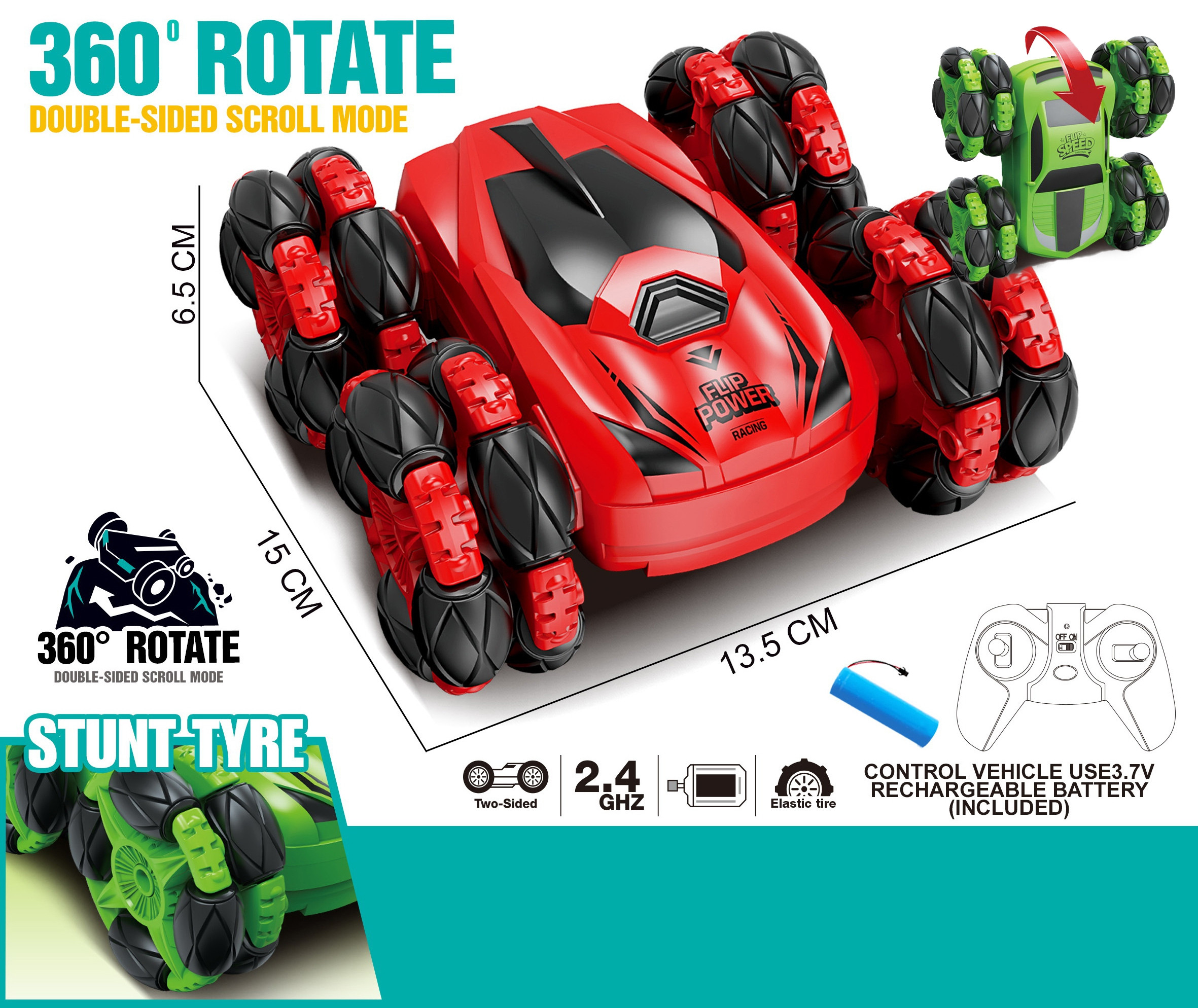 Kaugjuhitav mänguauto akrobaatiliseks sõiduks