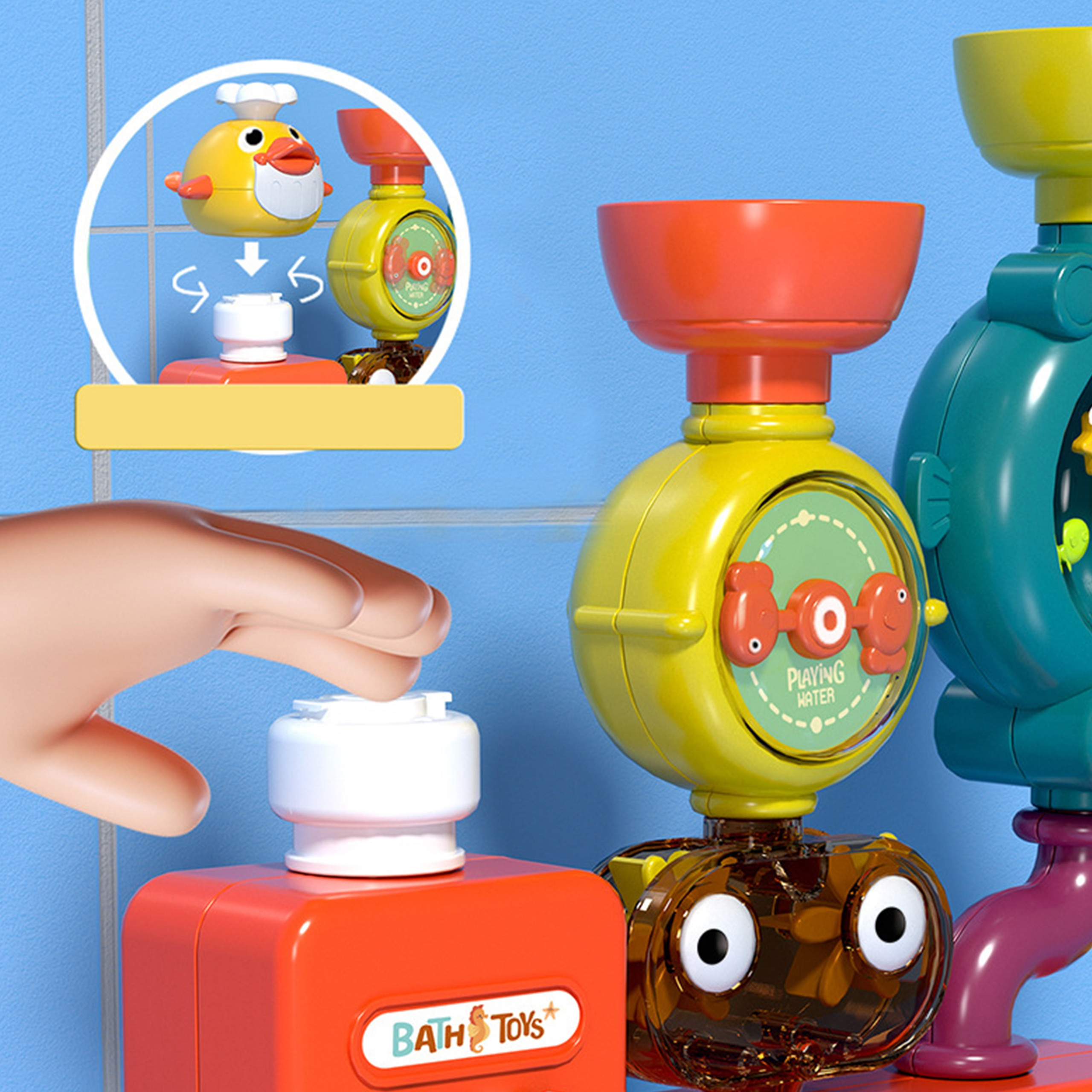 Lõbus vannimänguasi vannitoa seinale