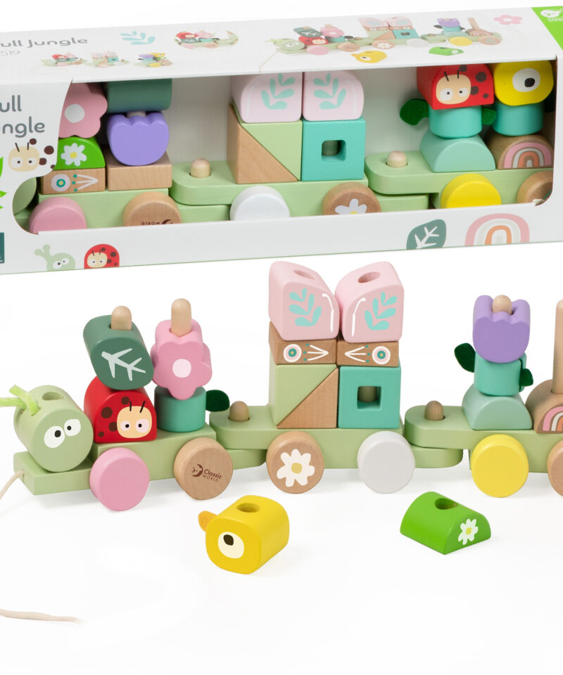 Puidust röövikumängu komplekt pastelltoonides