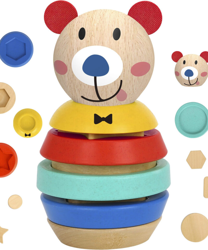 Puidust kujundite pusle lastele värviliste osadega