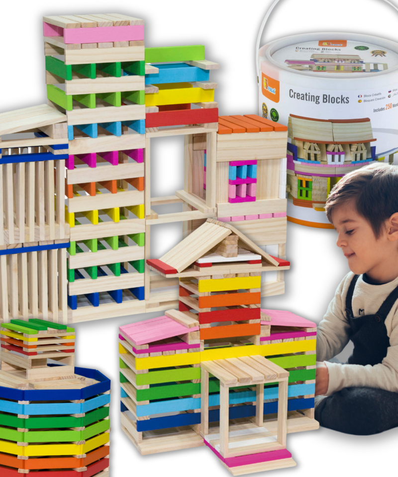Puidust ehitusklotside komplekt lastele