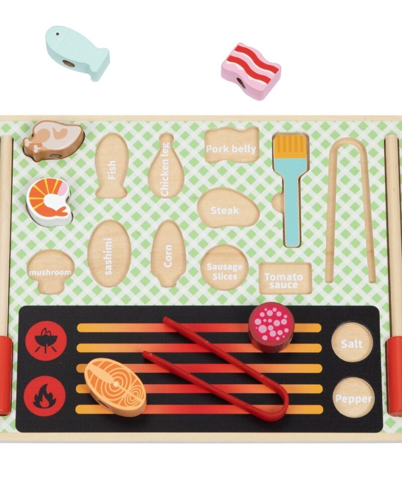 Puidust grillimiskomplekt lastele köögimänguks
