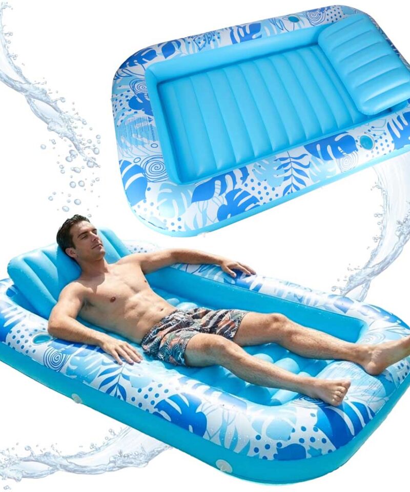 Sinine täispuhutav madrats rannas