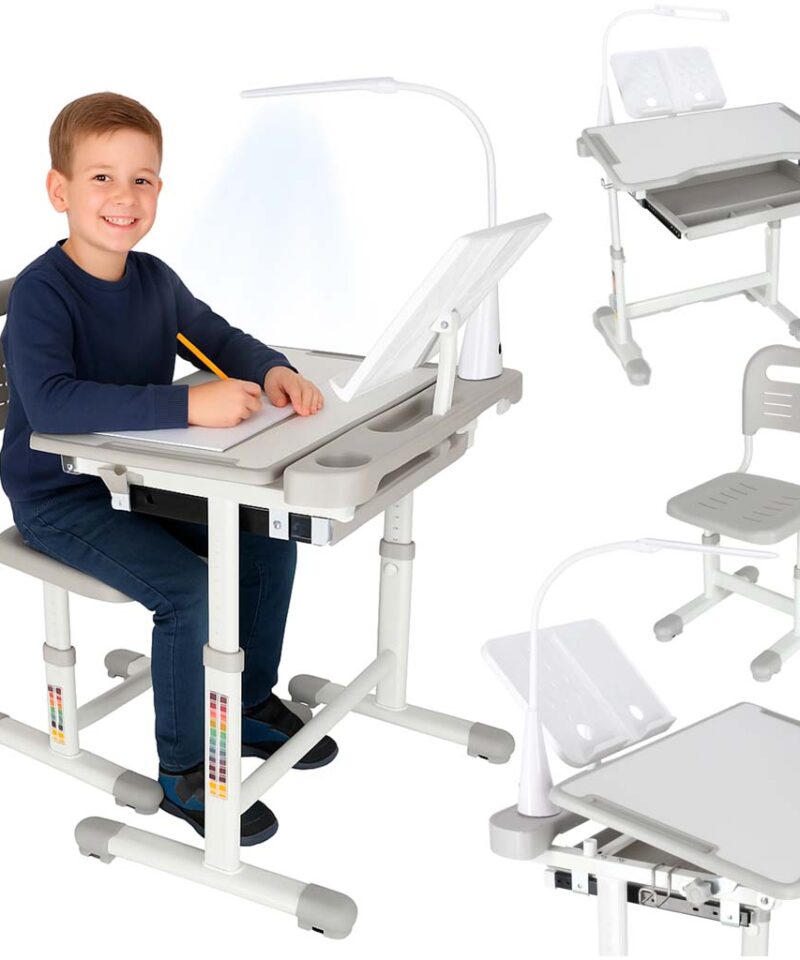 Reguleeritav kirjutuslaud ja tool lastele