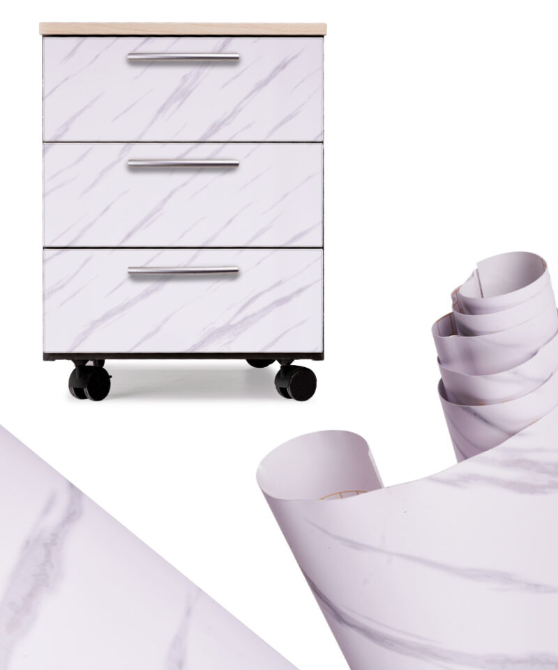 Isekleepuv marmormustriga dekoratiivkile sisekujunduseks