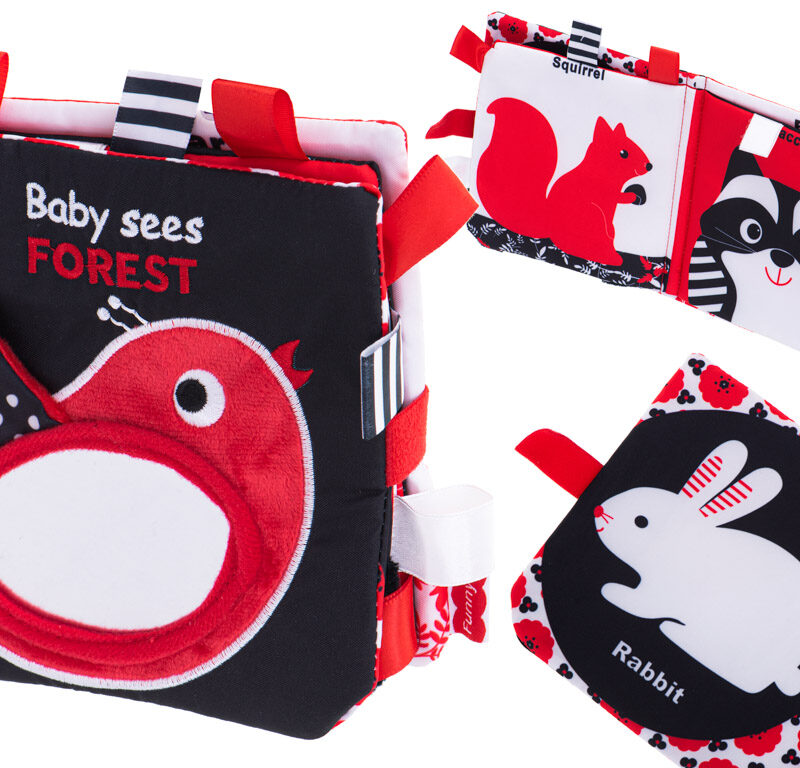 Sensoorne beebiraamat kontrastsete mustritega