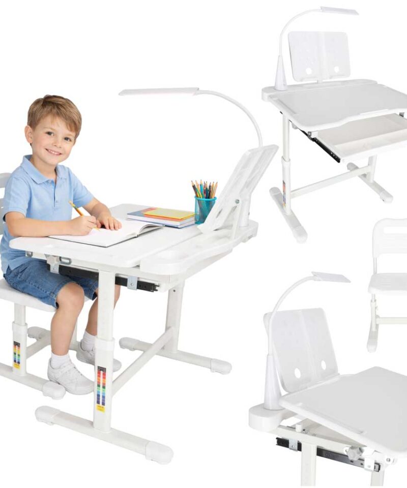 Reguleeritav laste kirjutuslaud LED-lambiga