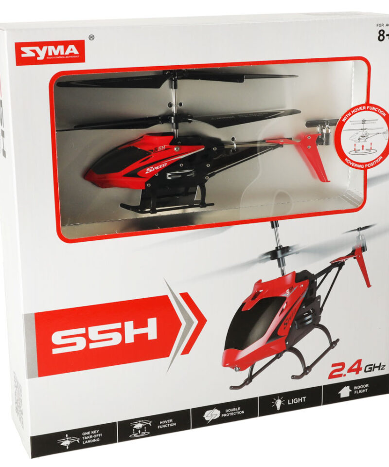 Kaugjuhitav punane helikopter lennul