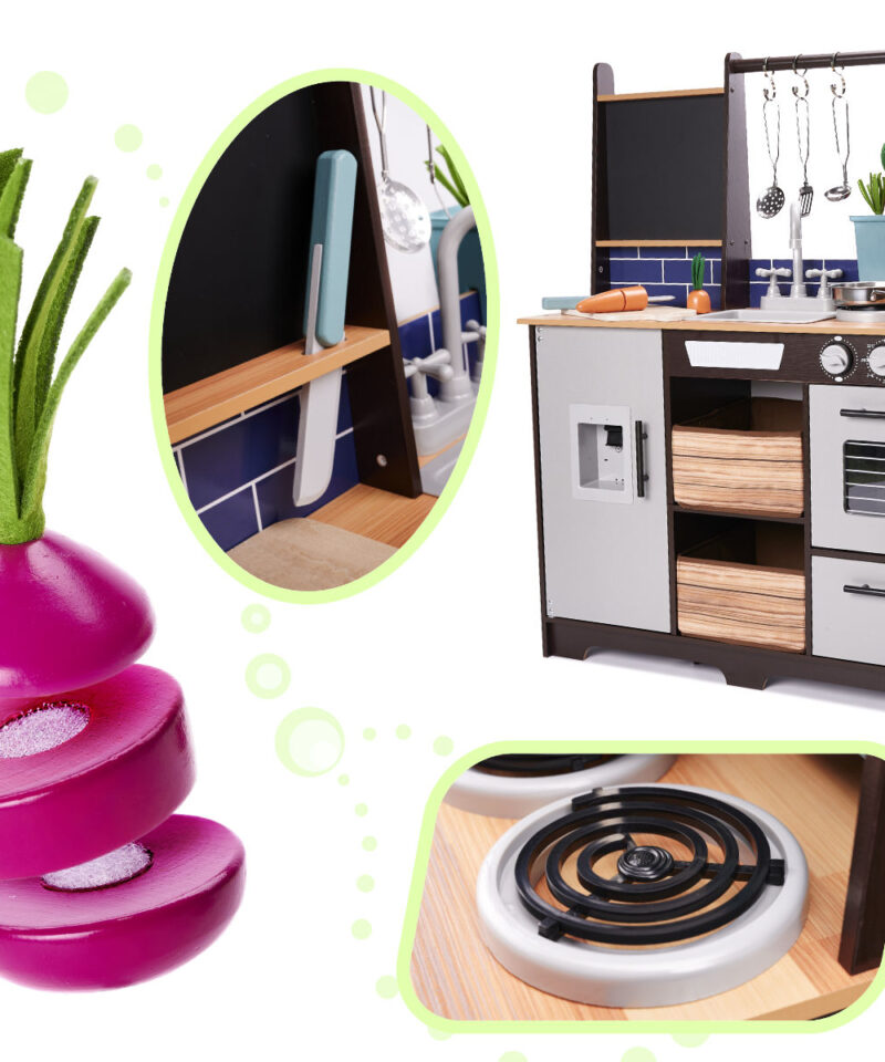 Kaasaegse disainiga puidust mänguköök