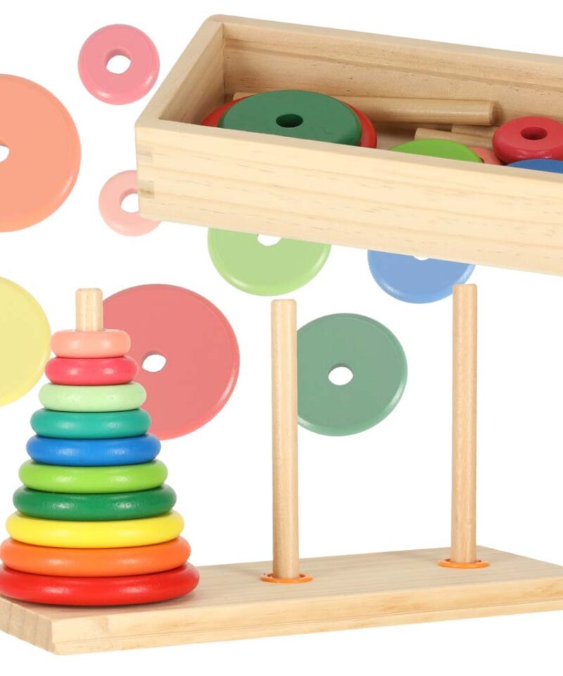 Värviline puidust tornimäng arendab oskusi