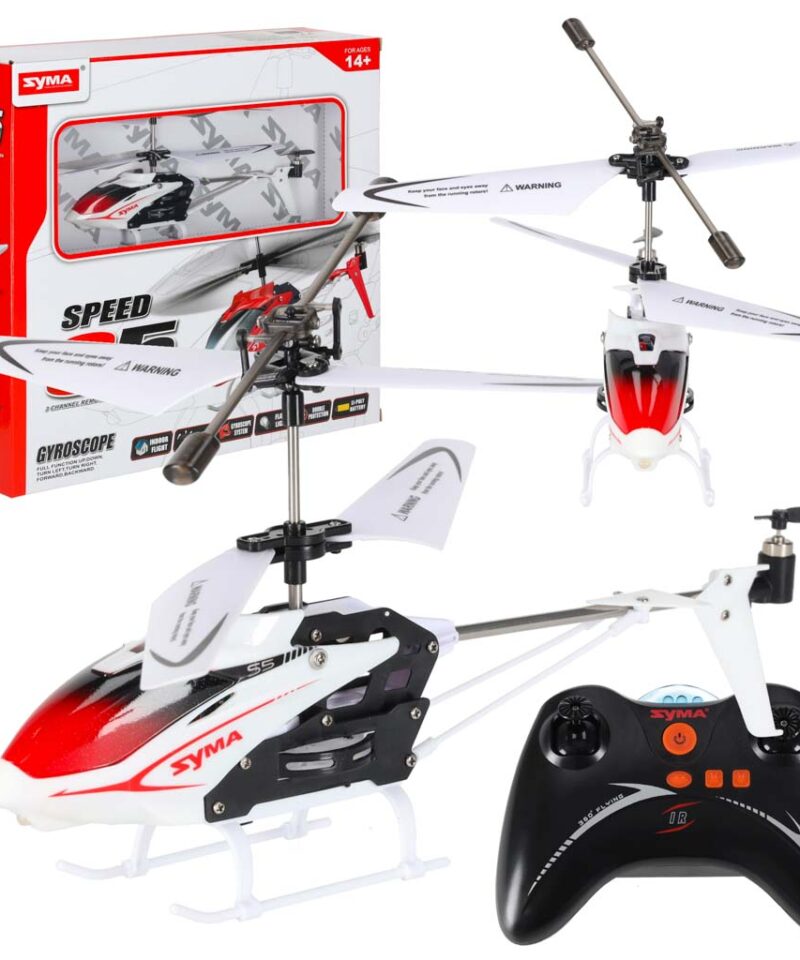 Kaugjuhitav valge helikopter lendamas