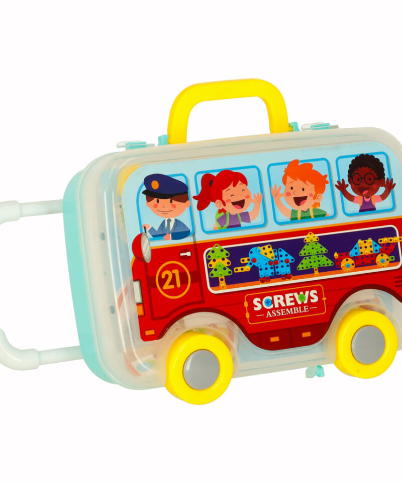 Värvilised klotsid ja kruvid komplektis