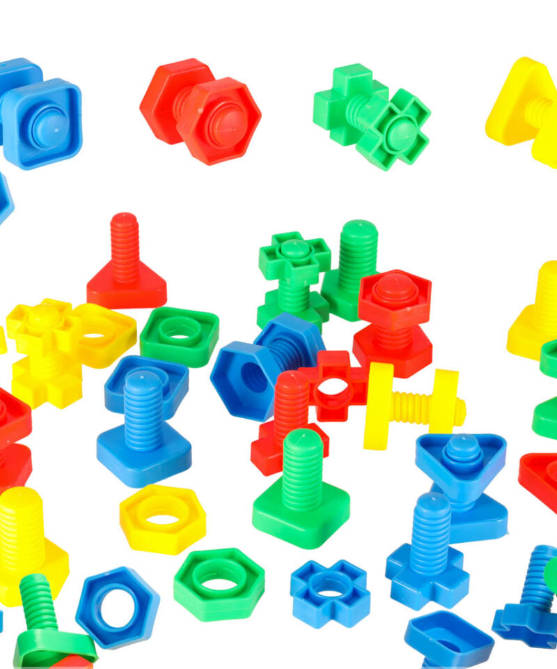 Hariduslikud ehitusklotsid värviliste kruvidega