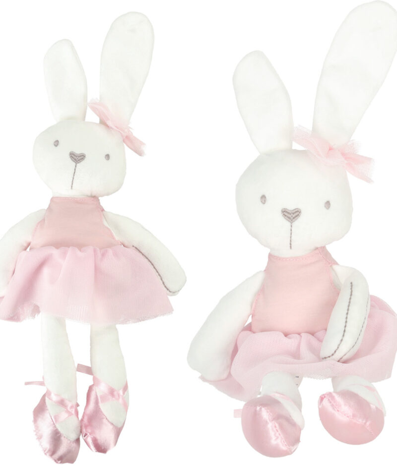 Pehme jänku roosas kleidis mängimiseks