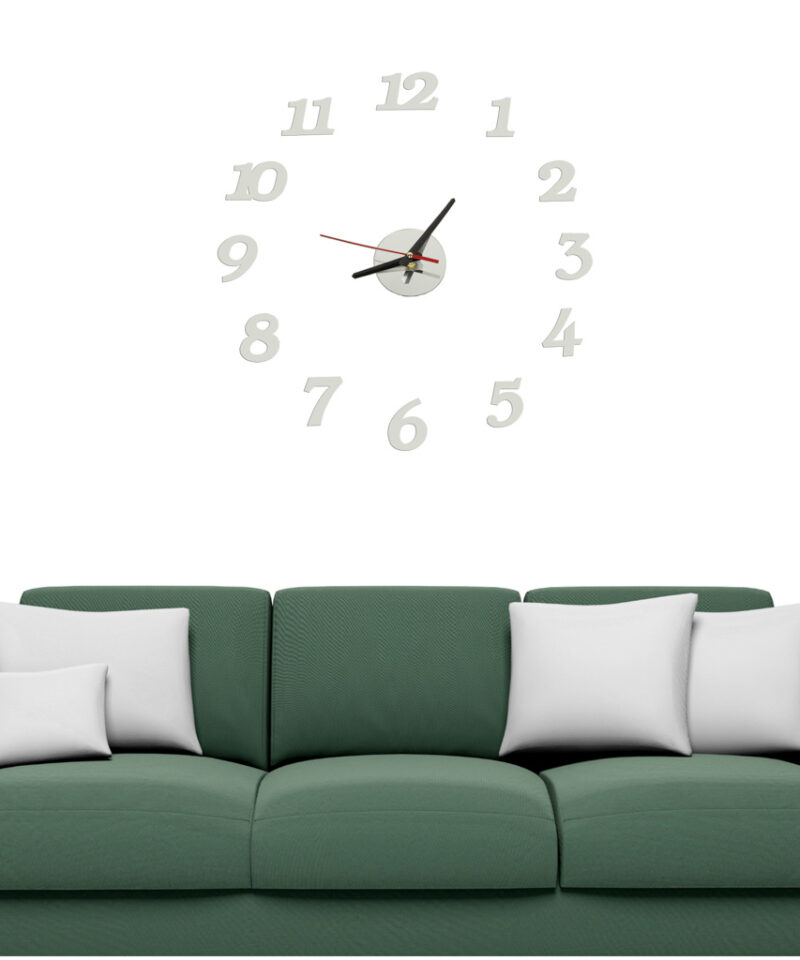 Stiilne hõbedane seinakell kodu ja kontori jaoks