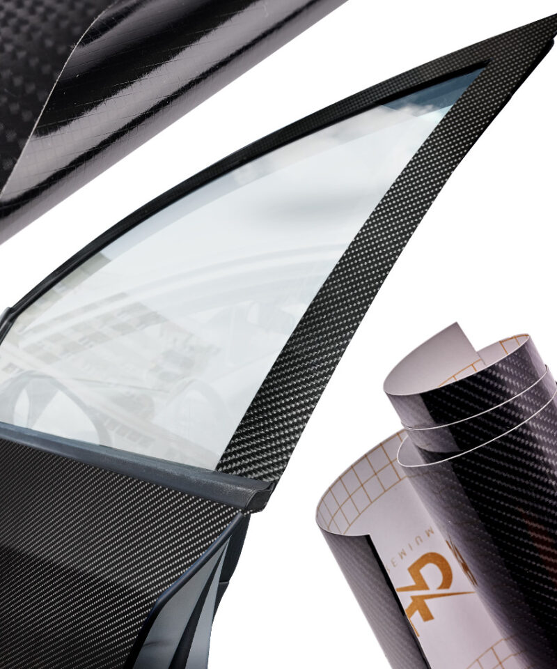 Must 5D süsinikkiust kiletusrull auto interjöörile