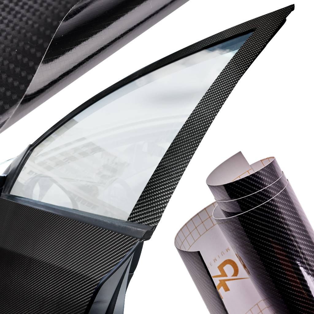 Must 5D süsinikkiust kiletusrull auto interjöörile