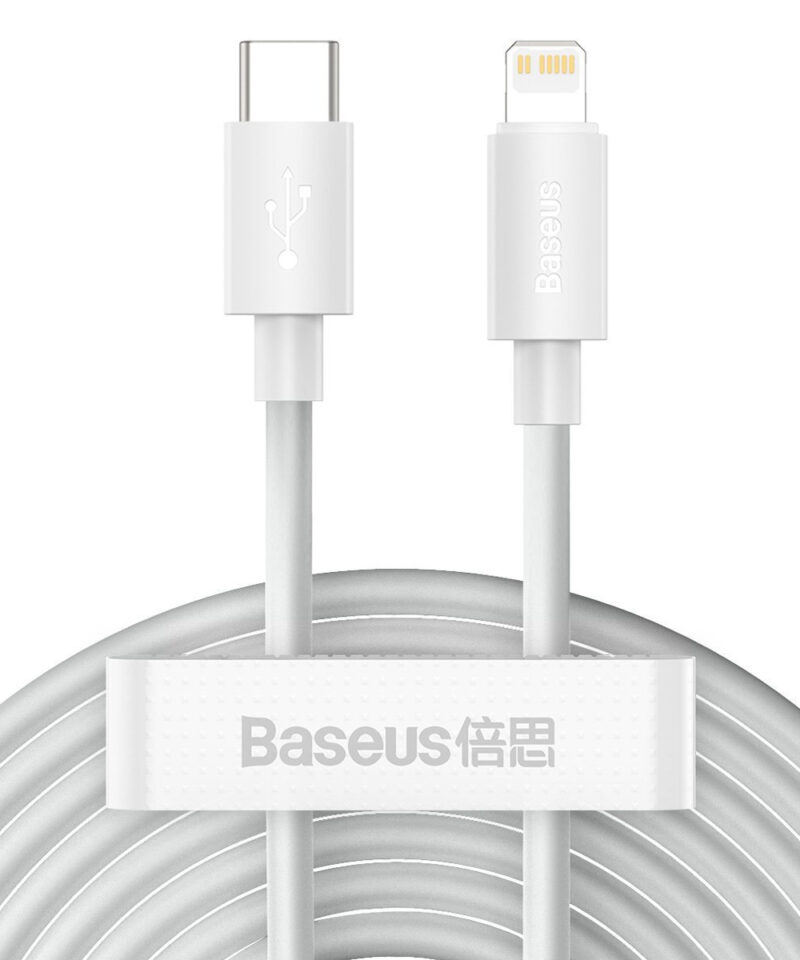 Baseus Simple Wisdom Data Cable Kit USB-C to Lightning PD 20W (2PCS/Set) 1.5m White