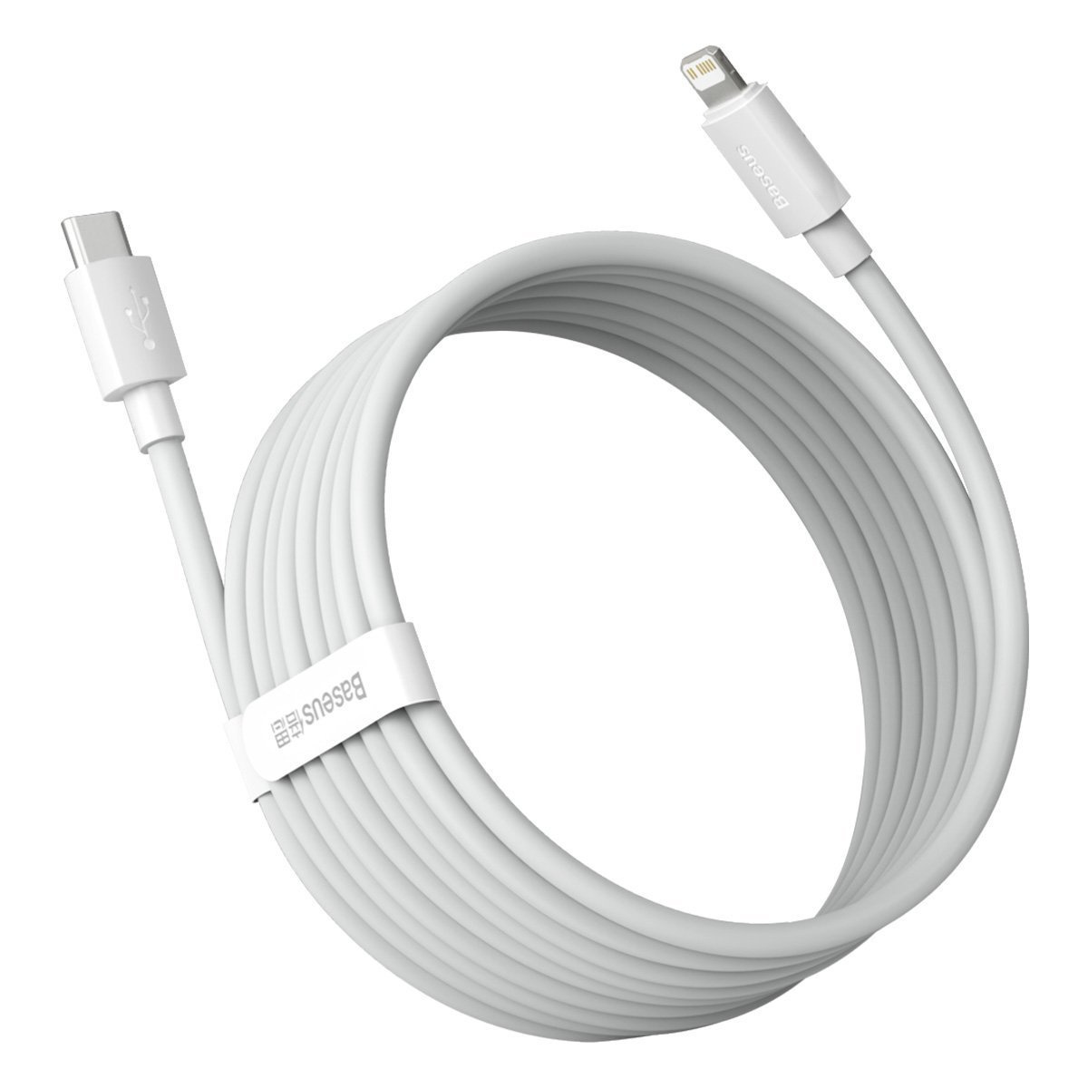 Baseus Simple Wisdom Data Cable Kit USB-C to Lightning PD 20W (2PCS/Set) 1.5m White - Image 4