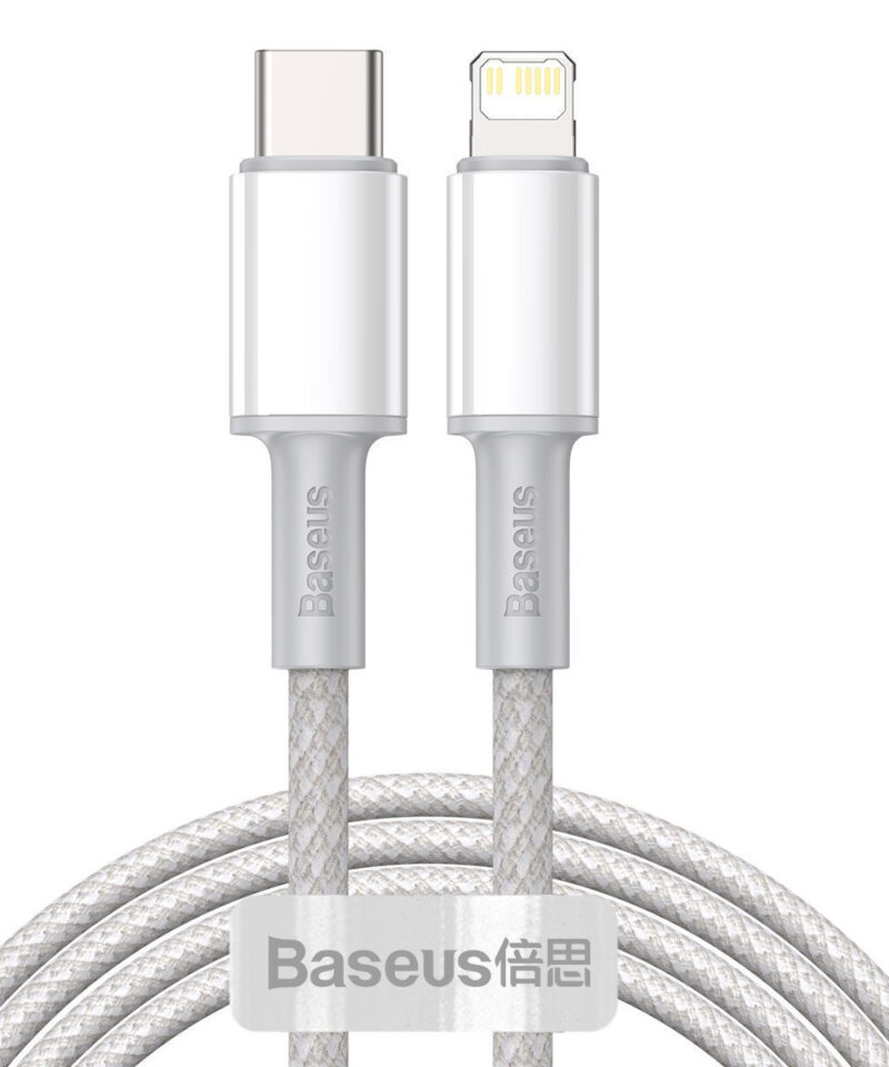 USB-C to Lightning Baseus High Density Braided Cable, 20W, PD, 2m (white)