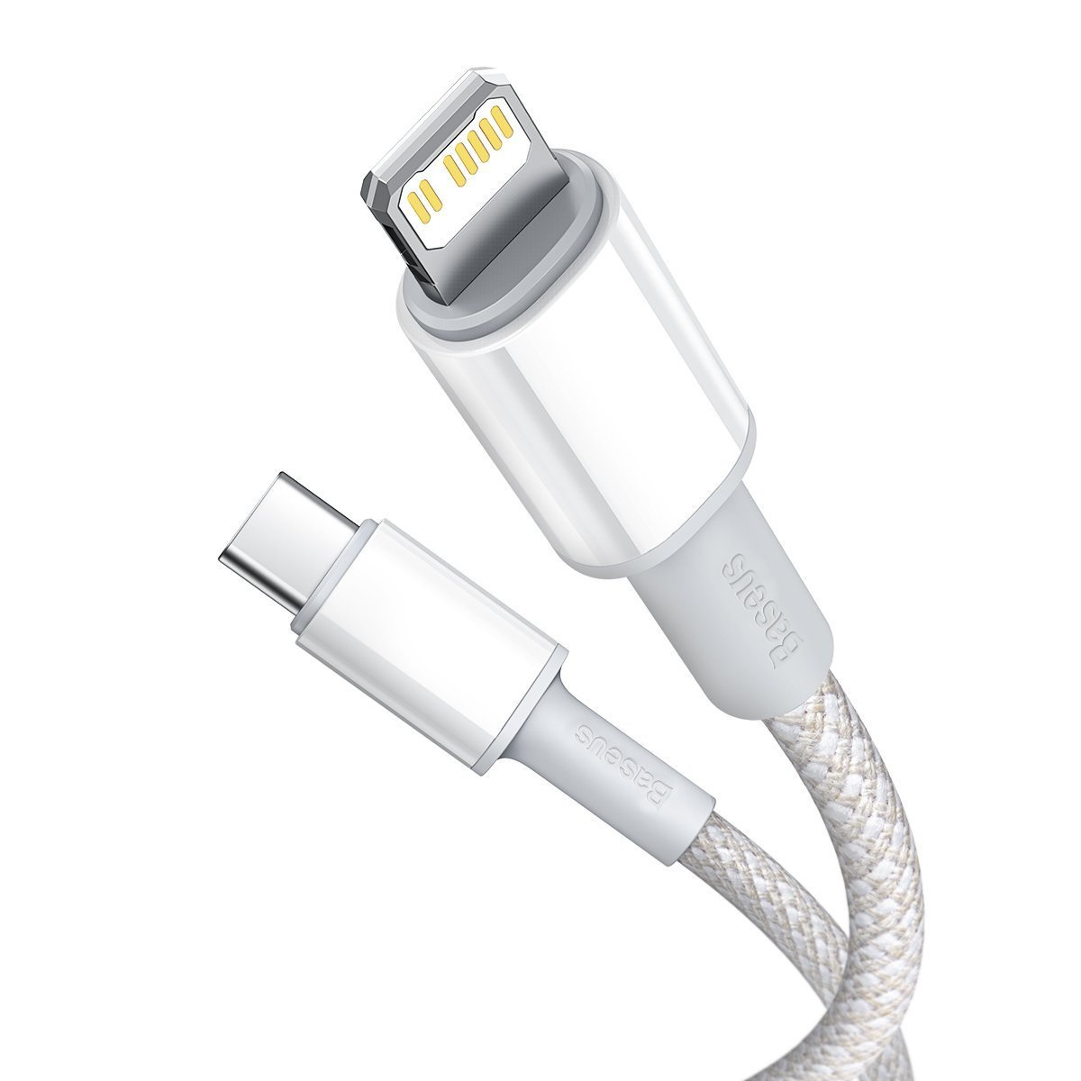 USB-C to Lightning Baseus High Density Braided Cable, 20W, PD, 2m (white) - Image 3