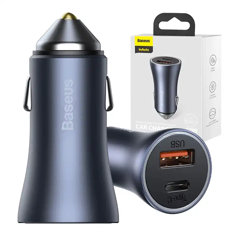 Baseus Golden Contactor Pro Car Charger USB + USB-C, QC4.0+, PD, SCP, 40W (gray)