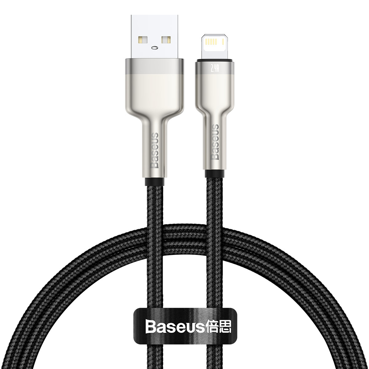 USB cable for Lightning Baseus Cafule, 2.4A, 0,25m (black) - Image 3